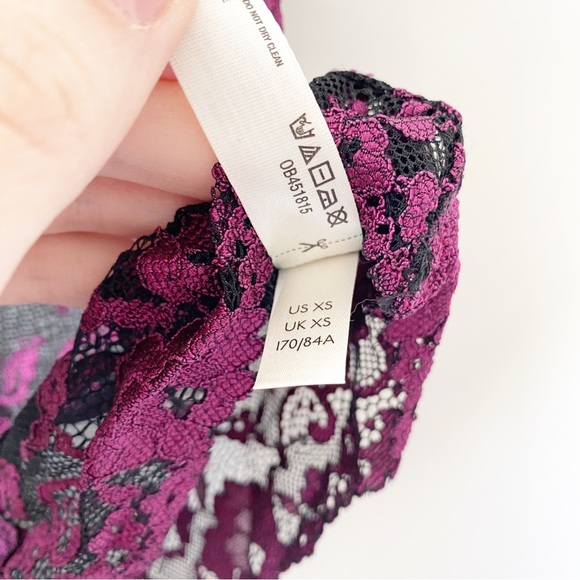 NWT Intimately Free People Too Cute To Handle Lace Bodysuit Black & Fuschia XS - Picture 10 of 12